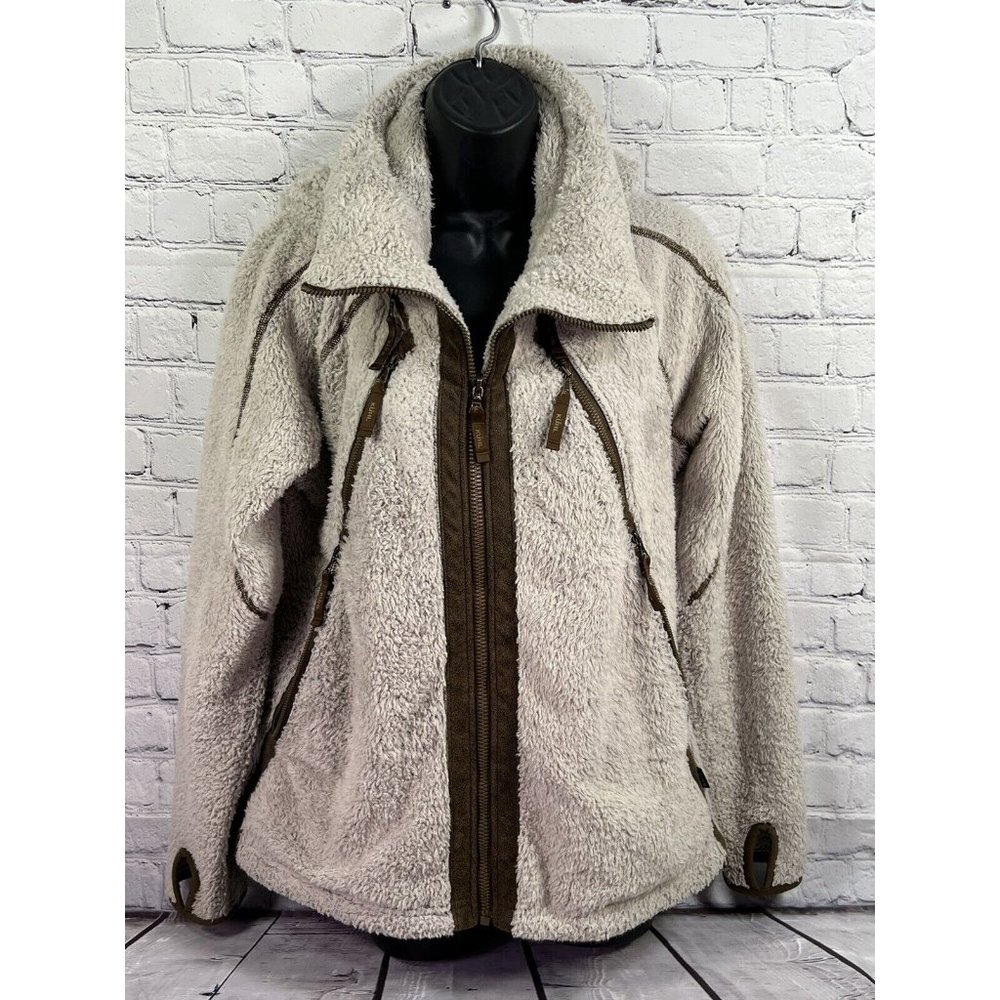 Kuhl Flight Hooded Jacket  Stone Oatmeal Beige deep pile fleece jacket